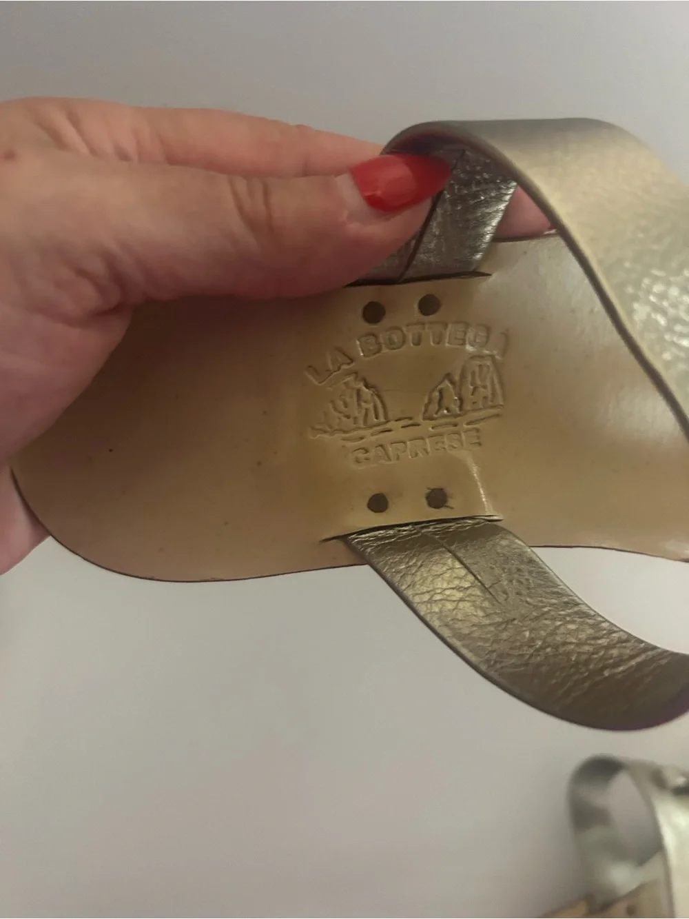 La  Bottega Caprese Italian leather thong wedge sandal